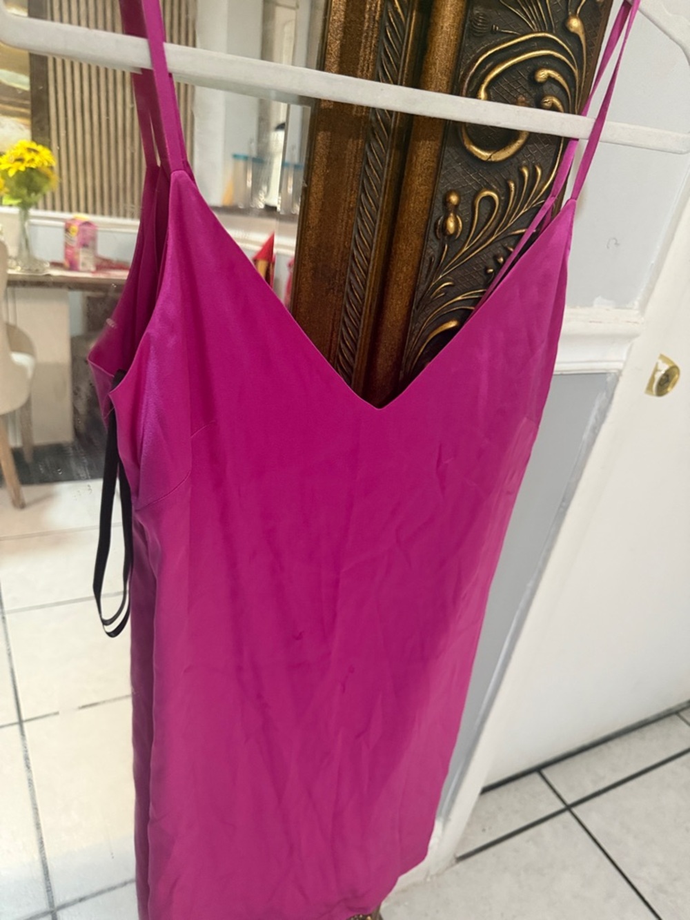 bebe Hot Pink Satin Slip Camisole Dress